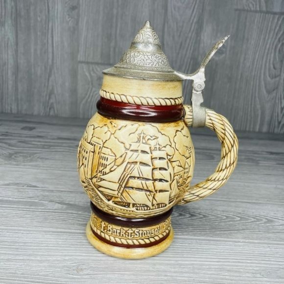 Vintage Avon collectible Stein mug cup 1977  Headed Ketch Sailboats beer Stein - Picture 1 of 7
